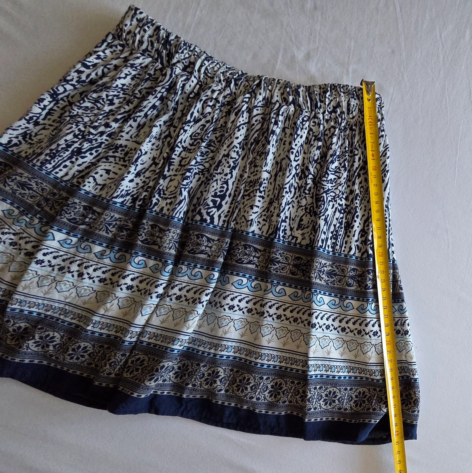 Mini-falda bohemia azul y blanca S/M It Hippie falda corta forrada – photo 10